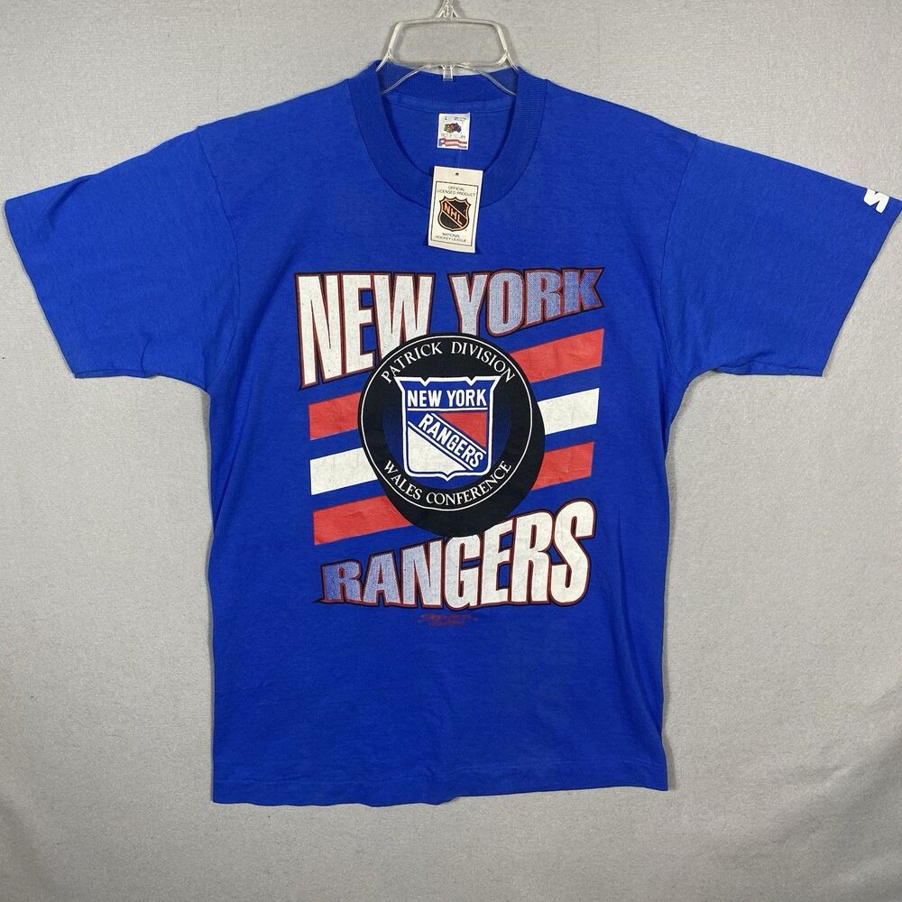 Vintage 1990 New York Rangers NHL Hockey‎ Single Stitch Graphic T-Shirt - Medium